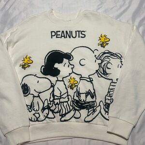 🥜🔥Peanuts The Gang Sweatshirt Crewneck XS White Graphic Pullover🥜🔥
